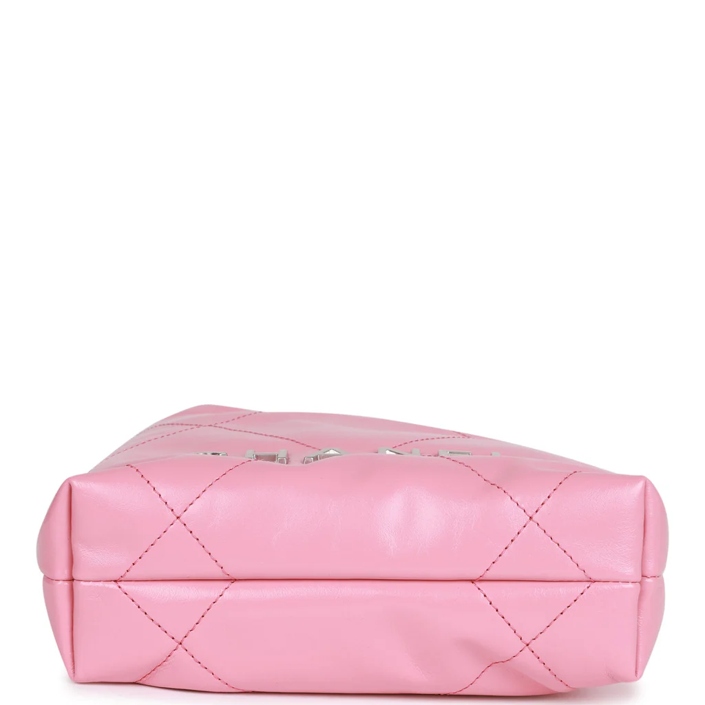 Chanel Mini 22 Bag Pink Calfskin Silver Hardware - Image 3