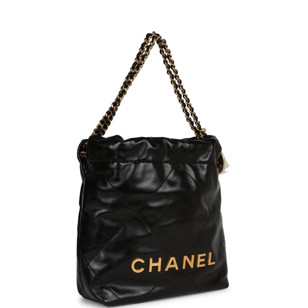 Chanel Mini 22 Bag Black Calfskin Gold Hardware - Image 10