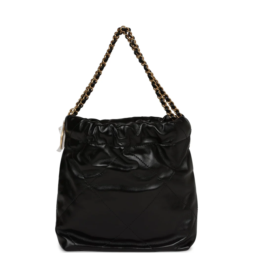 Chanel Mini 22 Bag Black Calfskin Gold Hardware - Image 7
