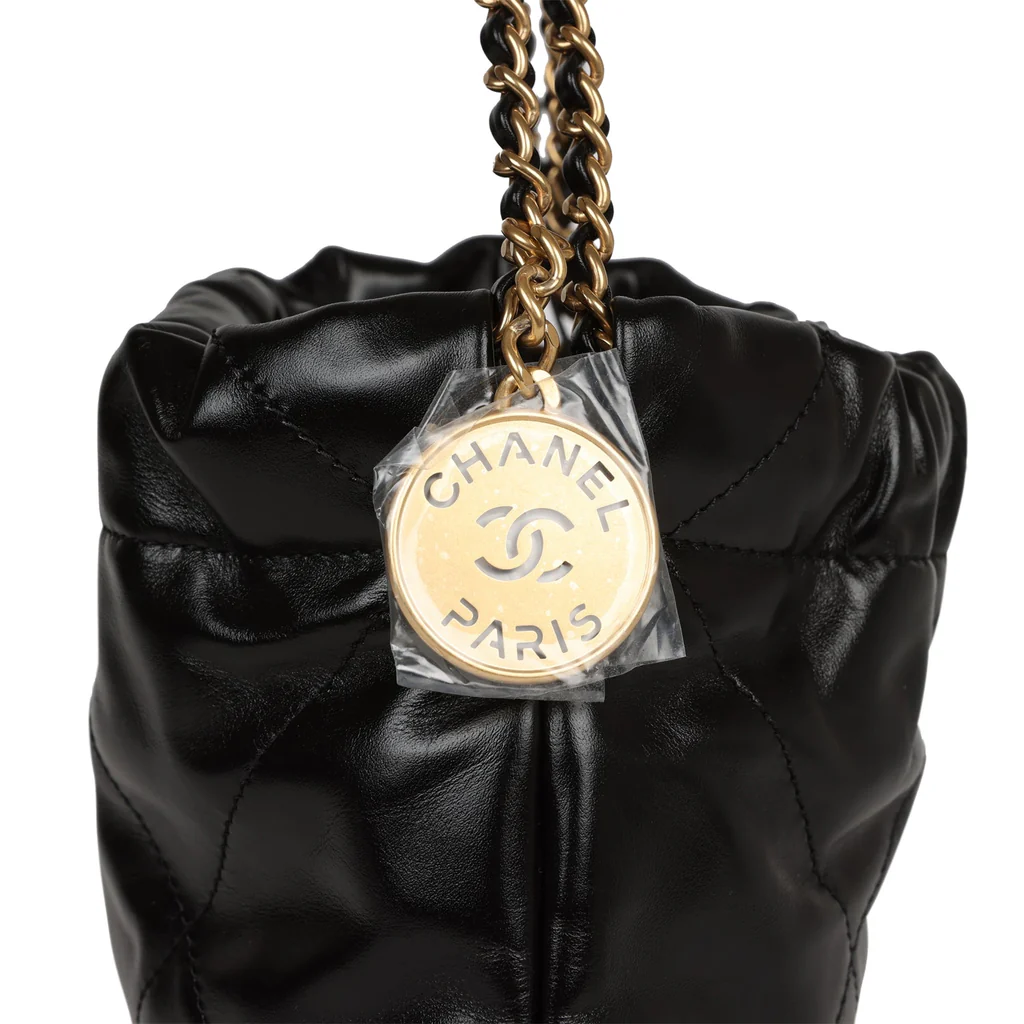 Chanel Mini 22 Bag Black Calfskin Gold Hardware - Image 5