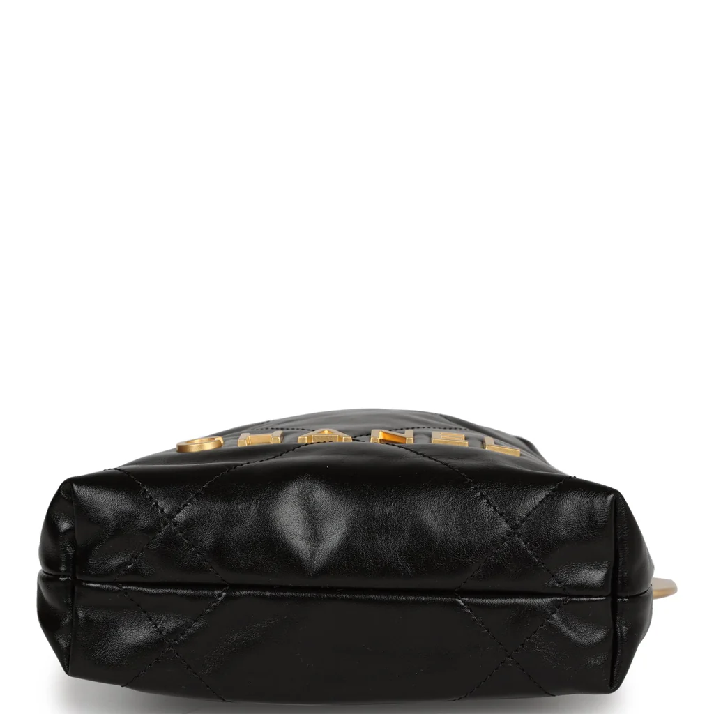 Chanel Mini 22 Bag Black Calfskin Gold Hardware - Image 4