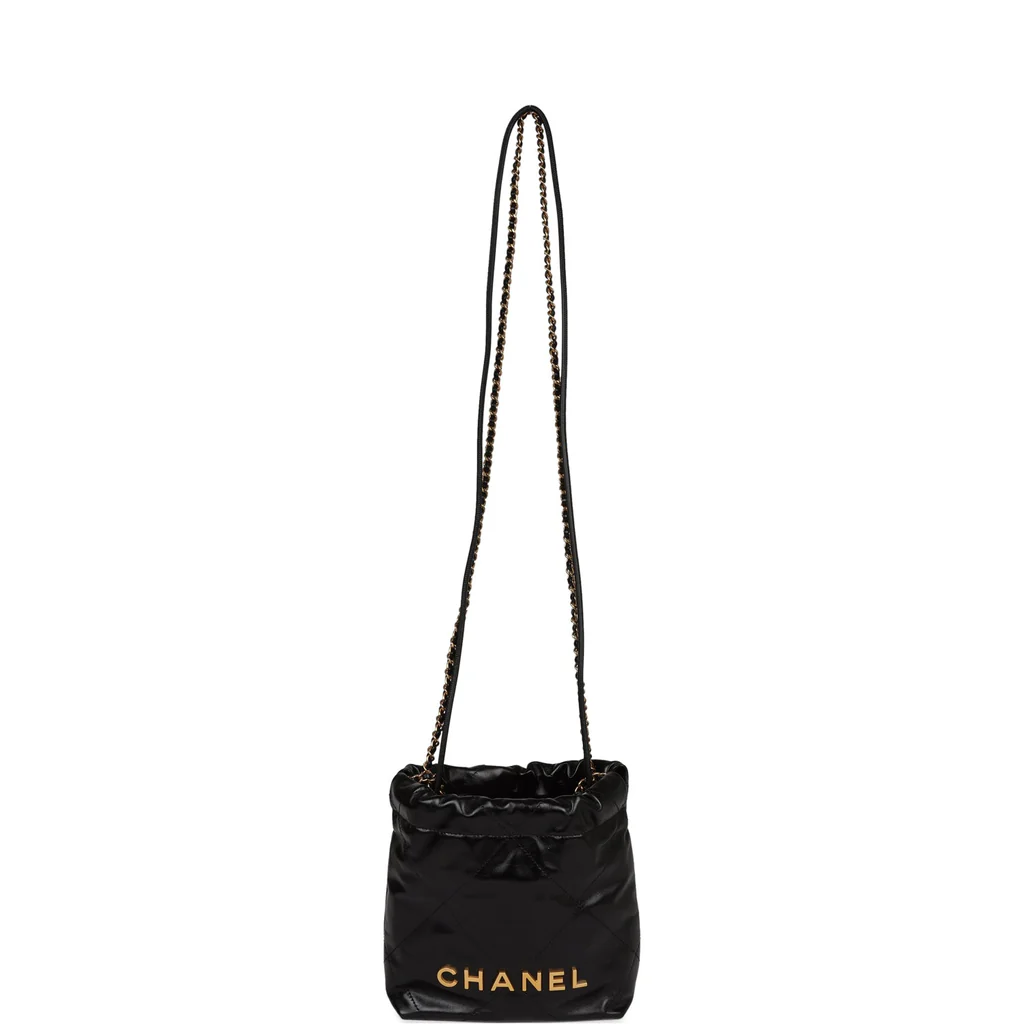 Chanel Mini 22 Bag Black Calfskin Gold Hardware - Image 3