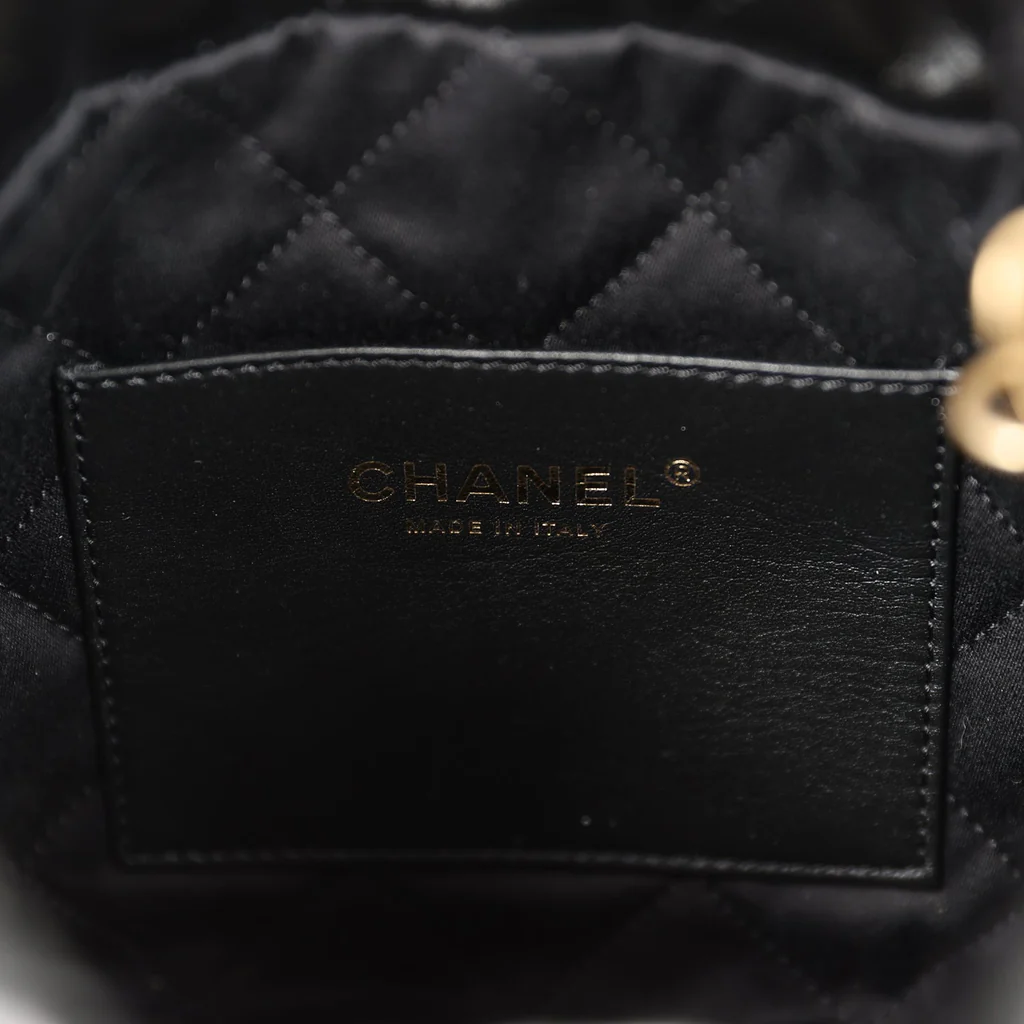 Chanel Mini 22 Bag Black Calfskin Gold Hardware - Image 8