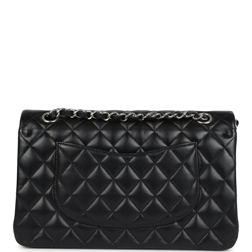 Chanel Medium Classic Double Flap Bag Black Lambskin Silver Hardware - Image 5