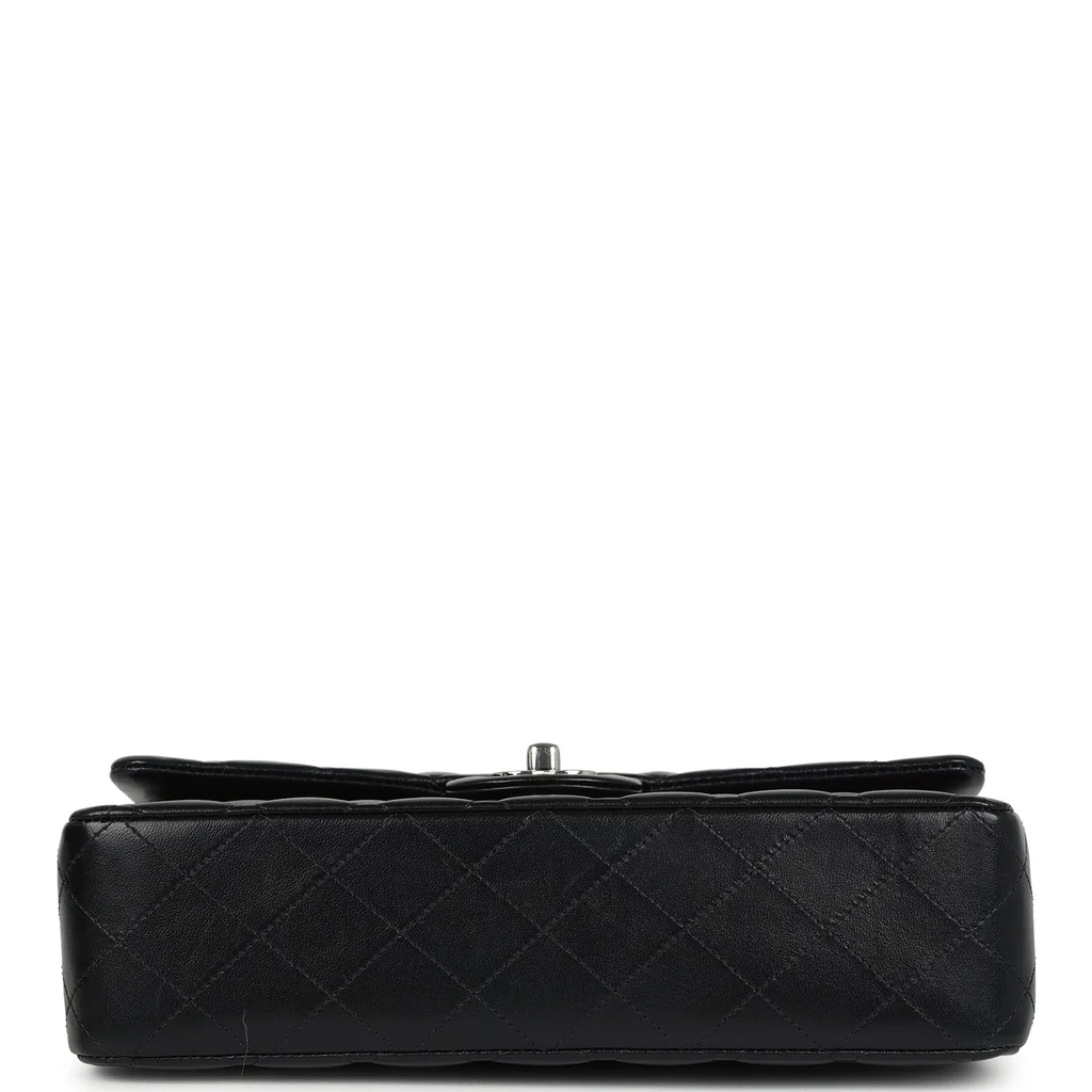 Chanel Medium Classic Double Flap Bag Black Lambskin Silver Hardware - Image 4