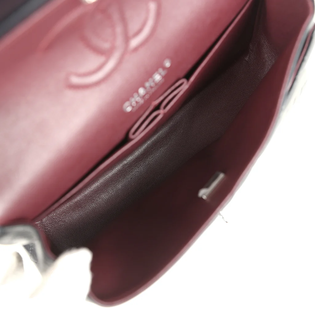 Chanel Medium Classic Double Flap Bag Black Lambskin Silver Hardware - Image 10