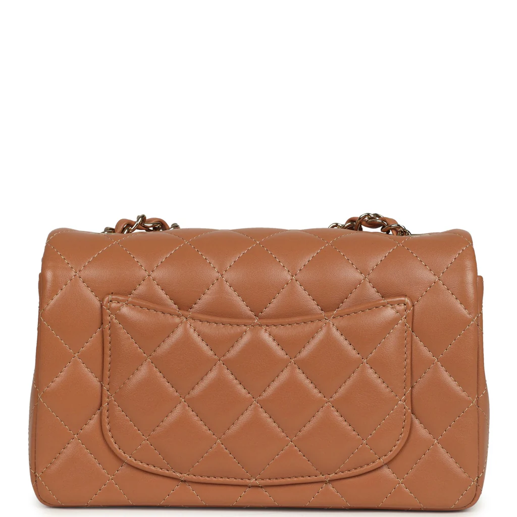 Chanel Mini Classic Rectangular Flap Bag Caramel Lambskin Light Gold Hardware - Image 2