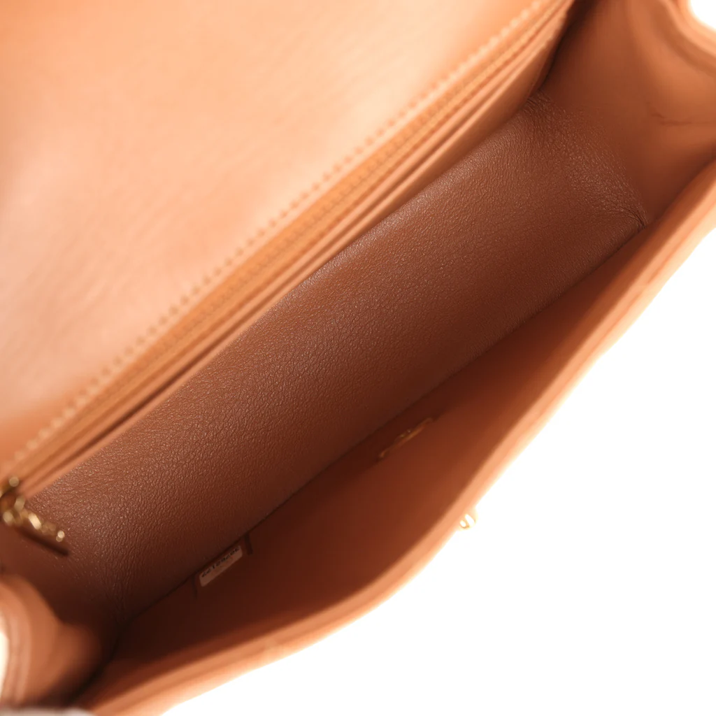 Chanel Mini Classic Rectangular Flap Bag Caramel Lambskin Light Gold Hardware - Image 10