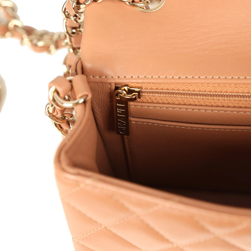 Chanel Mini Classic Rectangular Flap Bag Caramel Lambskin Light Gold Hardware - Image 11