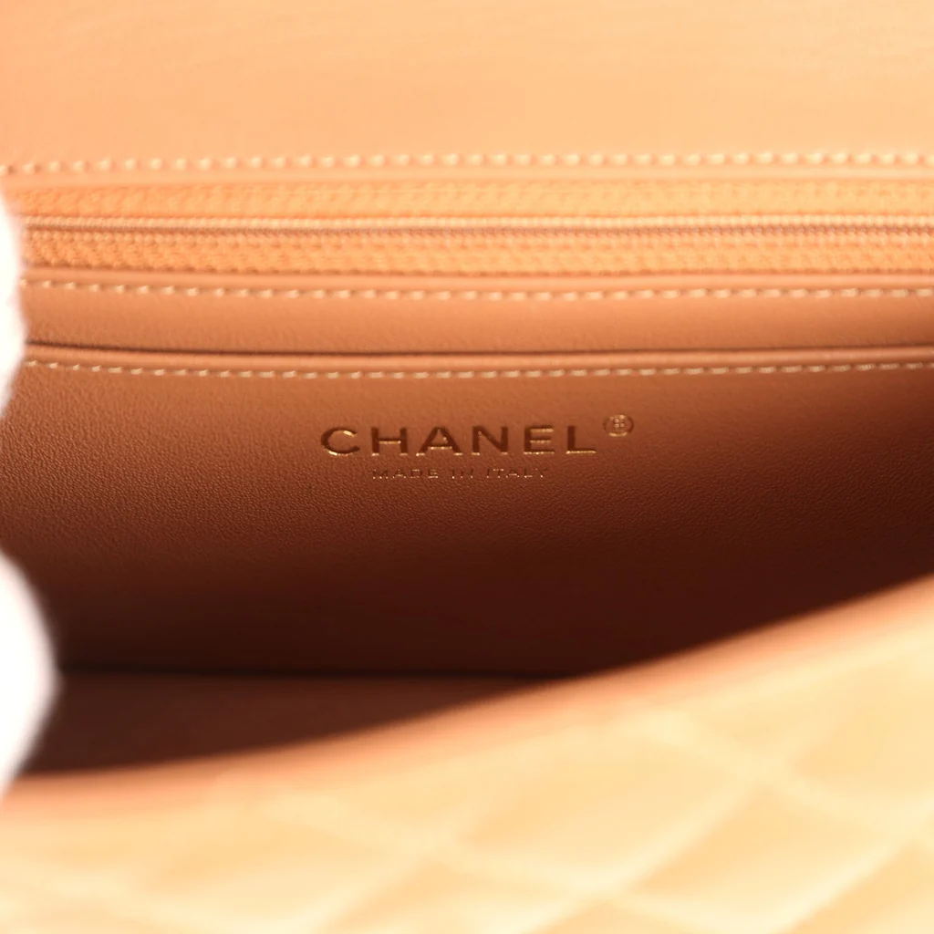 Chanel Mini Classic Rectangular Flap Bag Caramel Lambskin Light Gold Hardware - Image 7