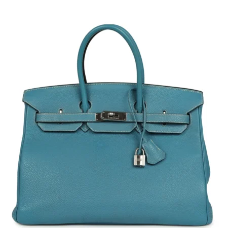 Vintage Hermès Birkin 35 Blue Jean Togo Palladium Hardware