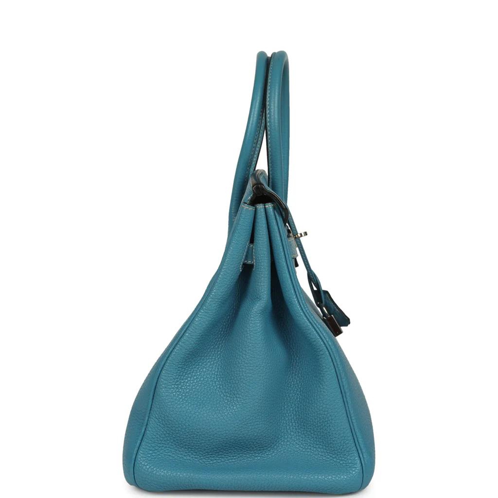 Vintage Hermès Birkin 35 Blue Jean Togo Palladium Hardware - Image 7