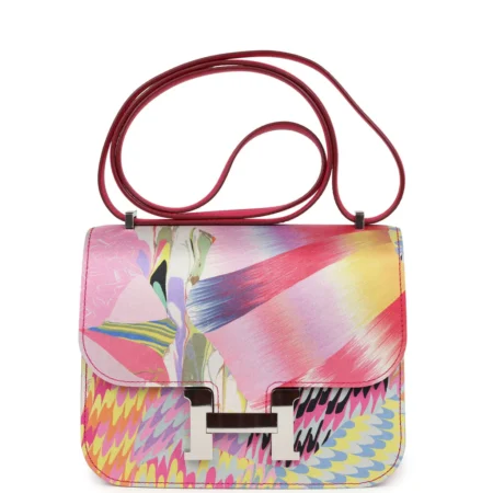 Hermès Constance 18 "Marble Silk" Rose Mexico Swift Palladium Hardware