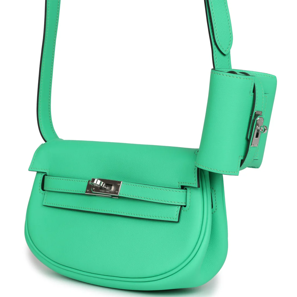 Hermès Kelly Moove Vert Comics Swift Palladium Hardware - Image 7