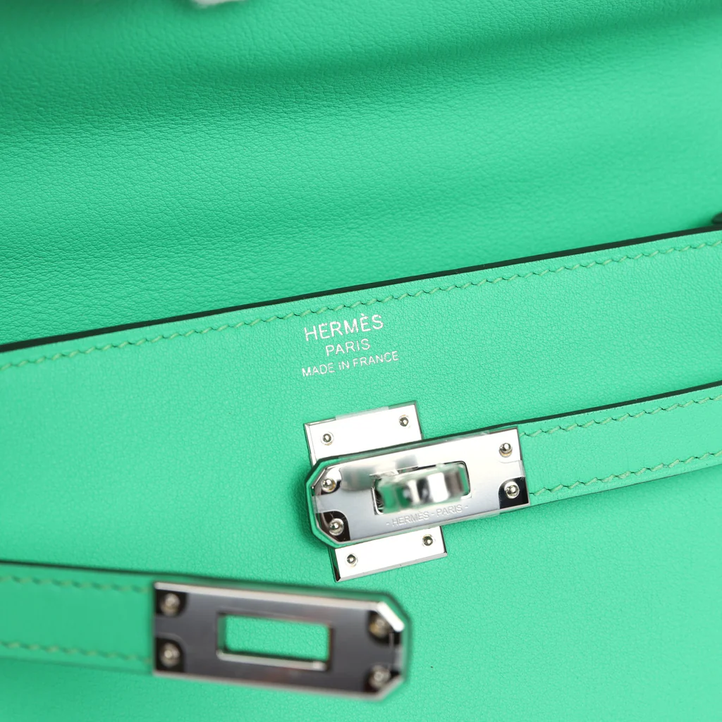 Hermès Kelly Moove Vert Comics Swift Palladium Hardware - Image 8