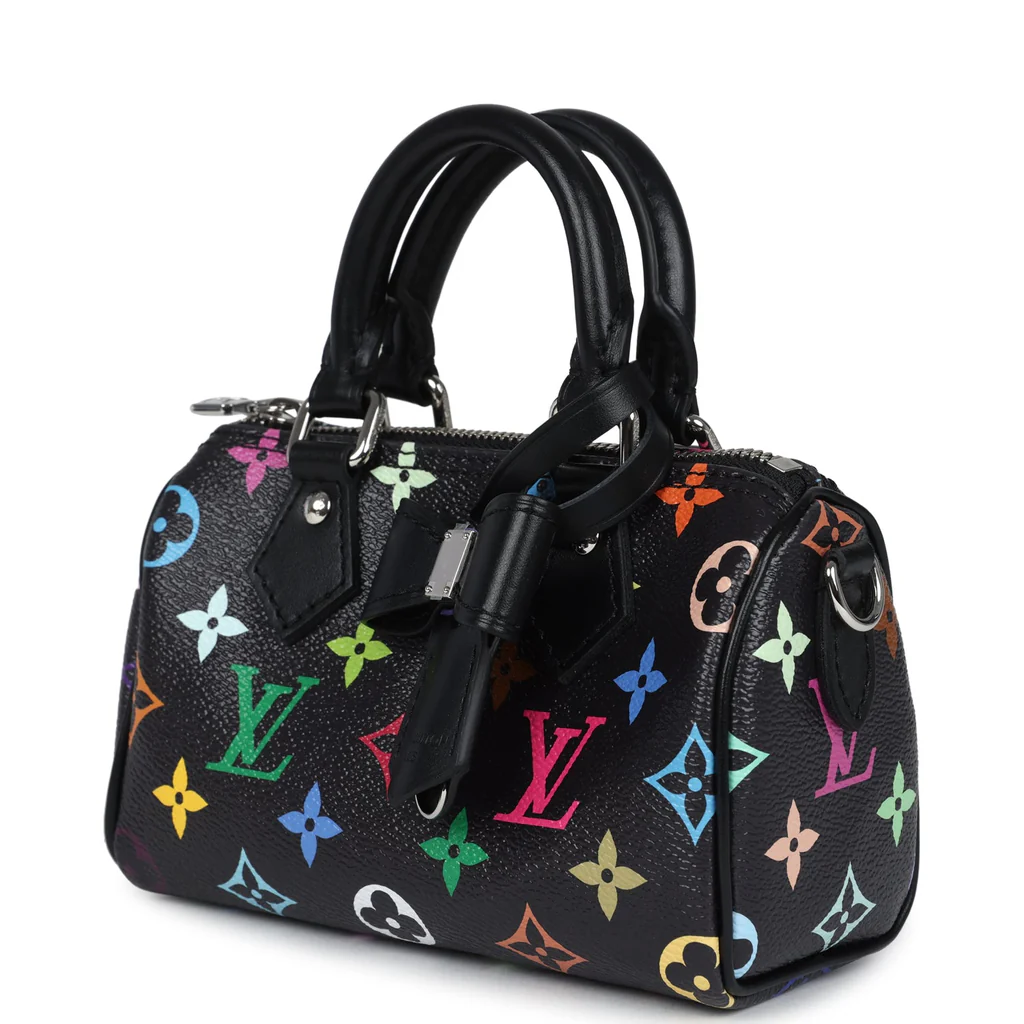 Louis Vuitton X Murakami Nano Speedy Bag Black Multicolor Monogram Gold Hardware