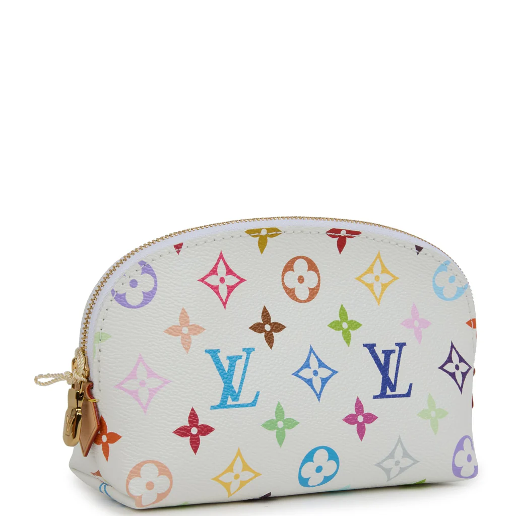 Louis Vuitton X Takashi Murakami Cosmetic Pouch PM White Multicolored Monogram Gold Hardware - Image 7