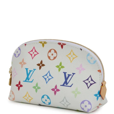 Louis Vuitton X Takashi Murakami Cosmetic Pouch PM White Multicolored Monogram Gold Hardware