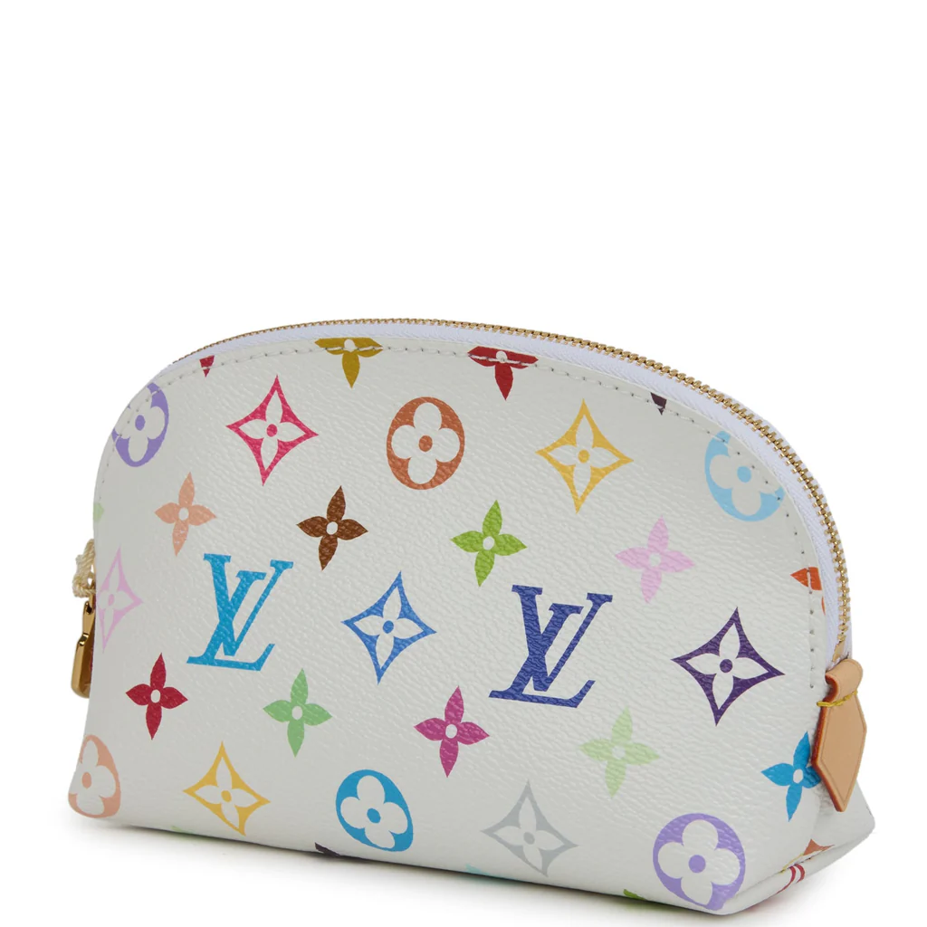 Louis Vuitton X Takashi Murakami Cosmetic Pouch PM White Multicolored Monogram Gold Hardware