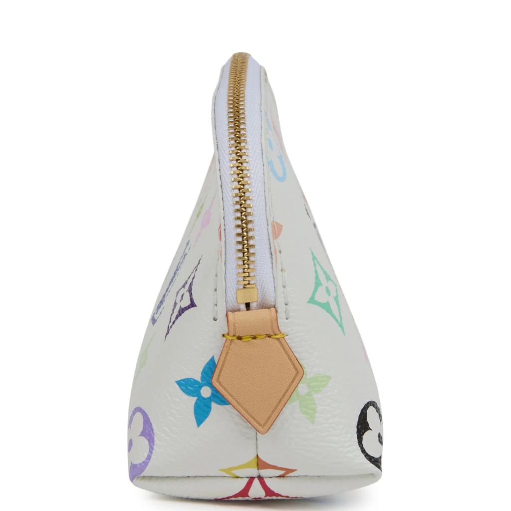 Louis Vuitton X Takashi Murakami Cosmetic Pouch PM White Multicolored Monogram Gold Hardware - Image 5