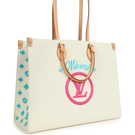 Louis Vuitton On The Go Miami GM Tote Light Beige Multi Jacquard Monogram Gold Hardware