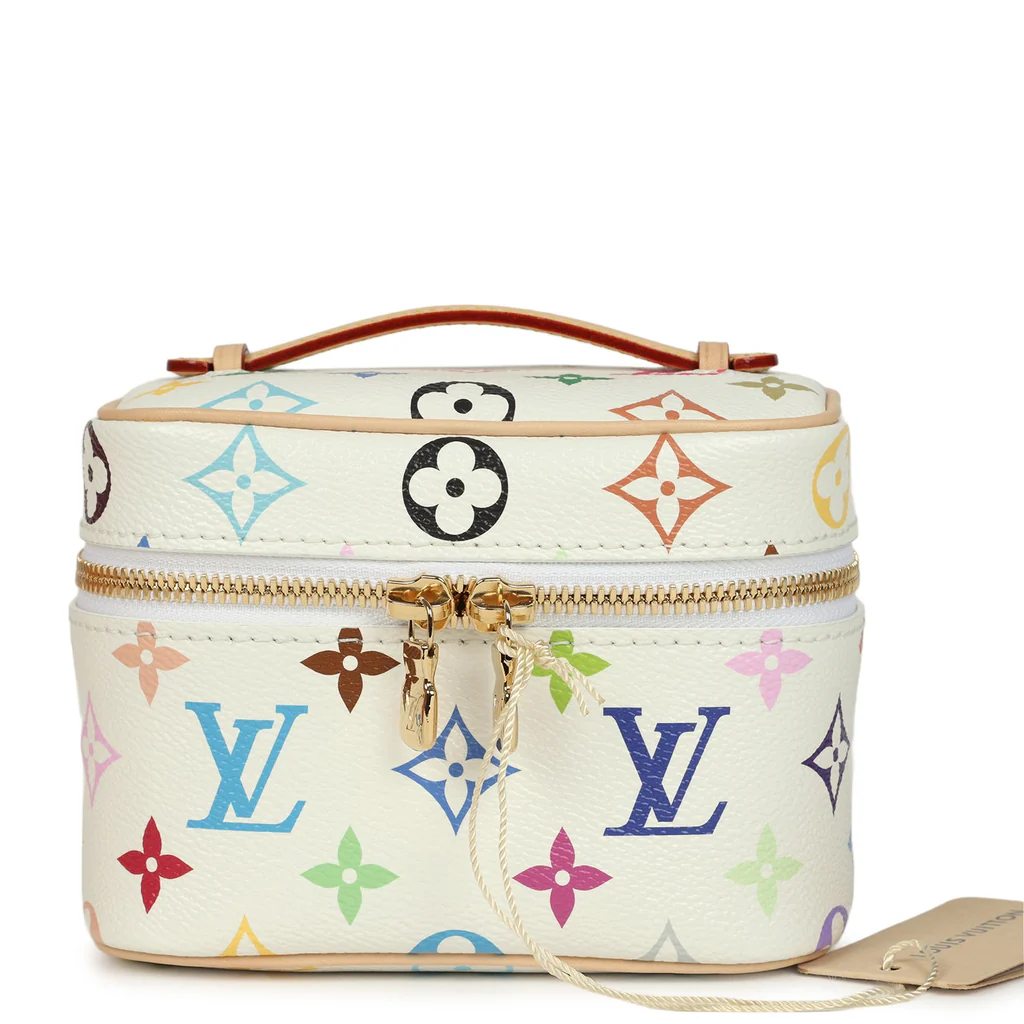 Louis Vuitton X Takashi Murakami Nice Nano White Multicolor Monogram Gold Hardware - Image 9
