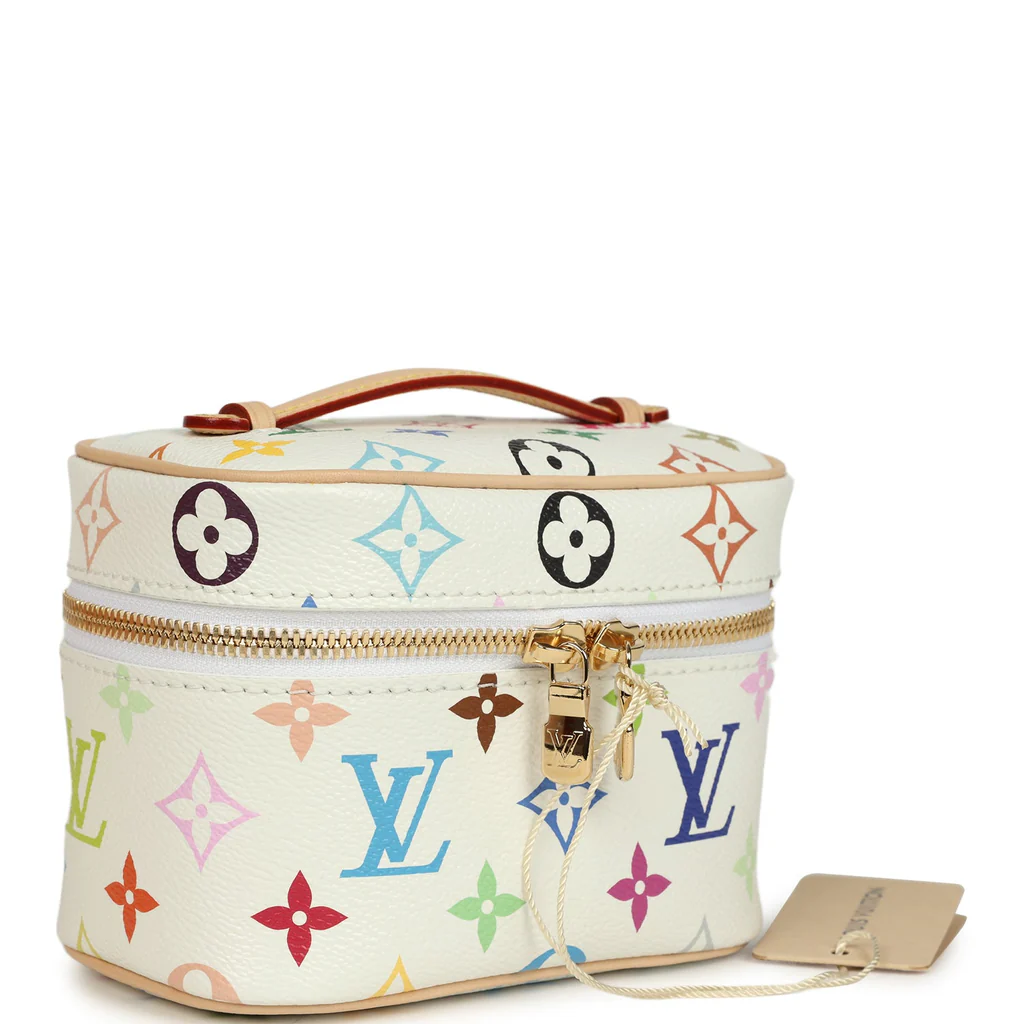 Louis Vuitton X Takashi Murakami Nice Nano White Multicolor Monogram Gold Hardware