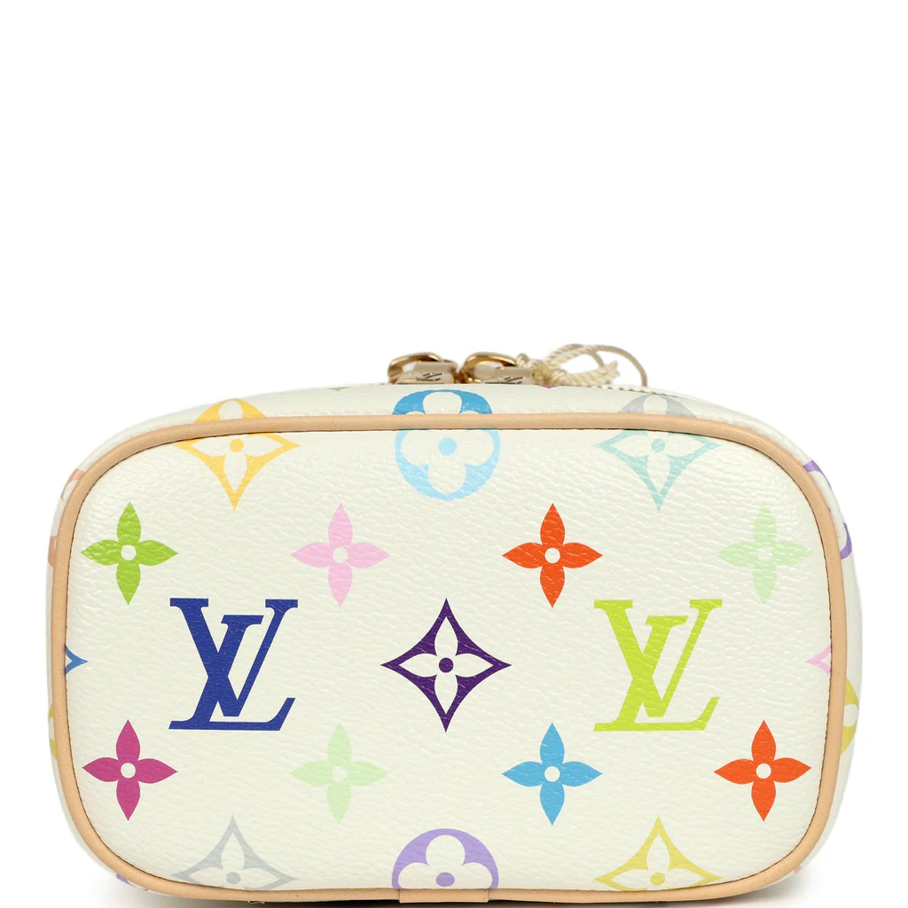 Louis Vuitton X Takashi Murakami Nice Nano White Multicolor Monogram Gold Hardware - Image 4