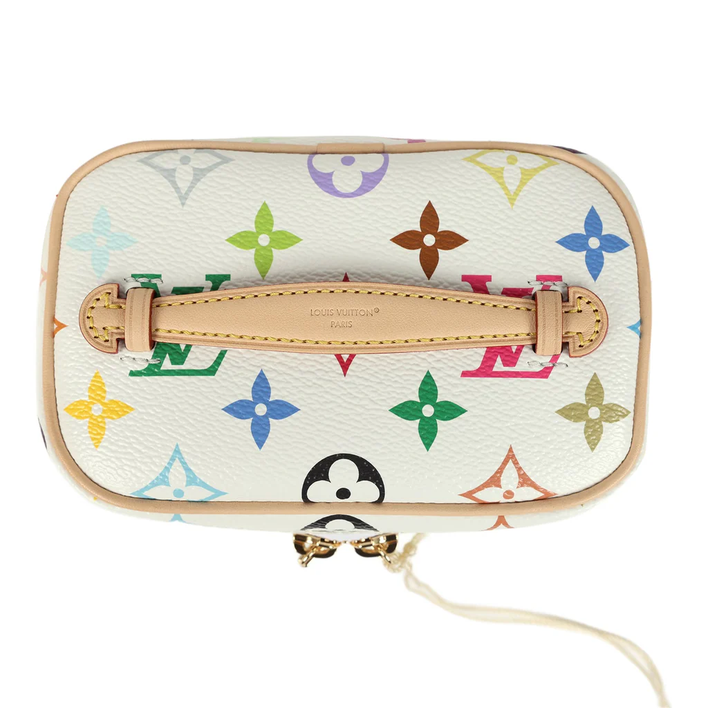 Louis Vuitton X Takashi Murakami Nice Nano White Multicolor Monogram Gold Hardware - Image 3