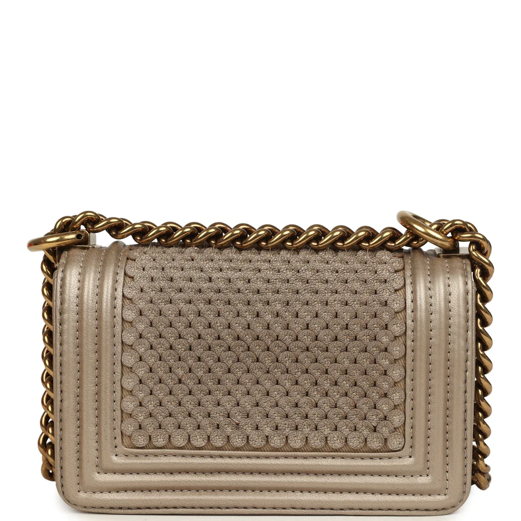 Chanel Mini "Scales" Boy Bag Light Gold Calfskin Antique Gold Hardware - Image 6
