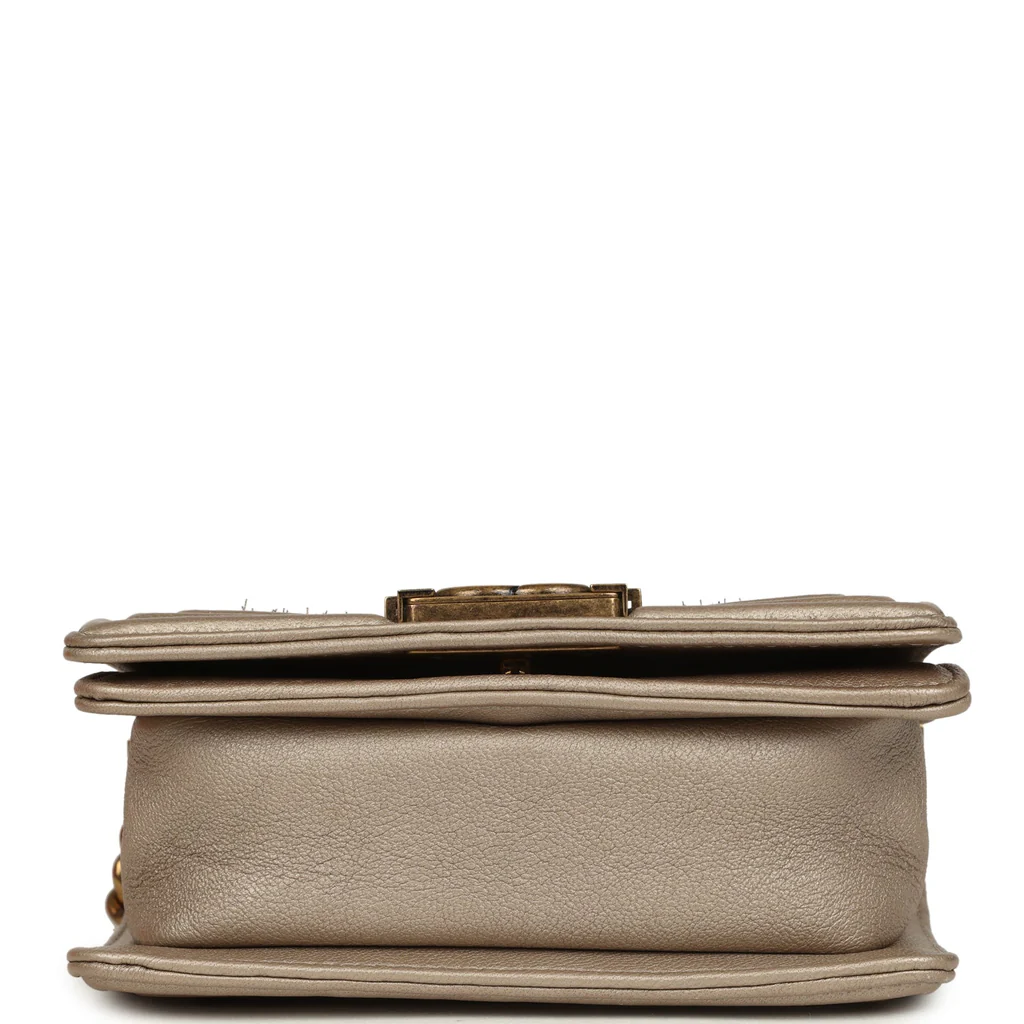 Chanel Mini "Scales" Boy Bag Light Gold Calfskin Antique Gold Hardware - Image 5